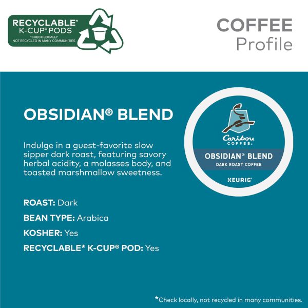 Caribou Coffee Obsidian Keurig Single-Serve K-Cup Pod. Medium Roast Coffee. 96 Count - Image 4