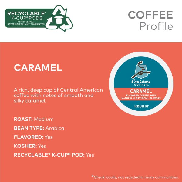 Caribou Coffee Caramel Flavored Coffee. Single Serve Keurig K-Cup Pods. Medium Roast Coffee. 96-Count Box (Pack of 4) - Image 4
