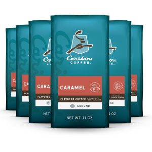 Caribou Coffee. Medium Roast Ground Coffee - Caramel Flavored 66 Ounces (6 Bags of 11 Ounces)