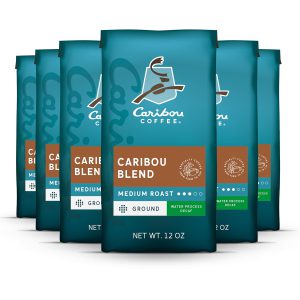 Caribou Coffee. Medium Roast Naturally Decaffeinated Ground Coffee - Caribou Blend 72 Ounces (6 Bags of 12 Ounces)