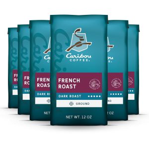 Caribou Coffee. Dark Roast Ground Coffee - French Roast 72 Ounces (6 Bags of 12 Ounces)