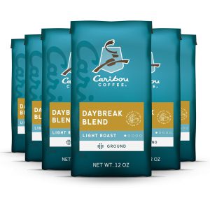 Caribou Coffee. Light Roast Ground Coffee - Daybreak Blend 72 Ounces (6 Bags of 12 Ounces)