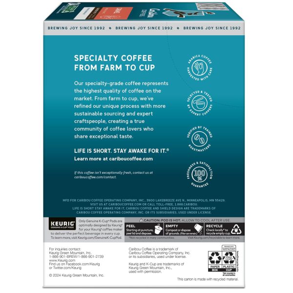 Caribou Coffee Caramel Flavored Coffee. Single Serve Keurig K-Cup Pods. Medium Roast Coffee. 96-Count Box (Pack of 4) - Image 15