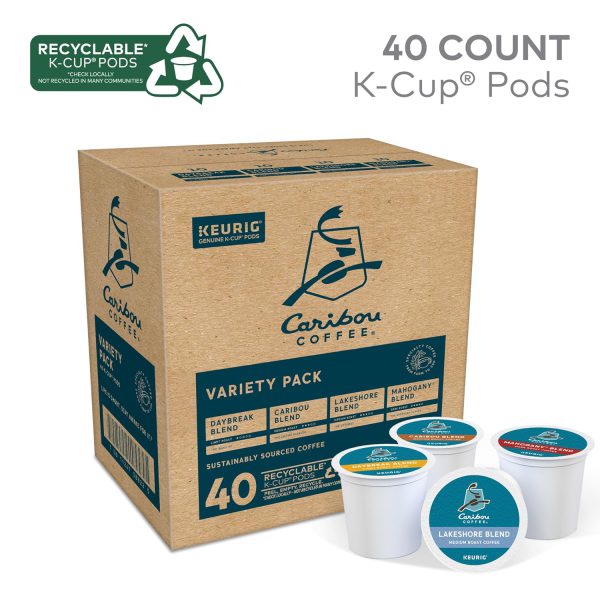Caribou Coffee Single Serve Keurig K-Cup Pod Variety Pack. Light. Medium. and Dark Roast Coffees. 40-Count Box(Pack of 1) - Image 2