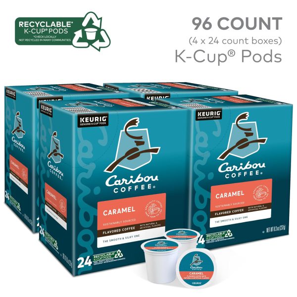 Caribou Coffee Caramel Flavored Coffee. Single Serve Keurig K-Cup Pods. Medium Roast Coffee. 96-Count Box (Pack of 4) - Image 3