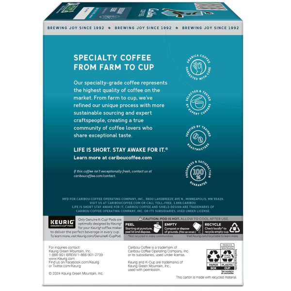 Caribou Coffee Obsidian Keurig Single-Serve K-Cup Pod. Medium Roast Coffee. 96 Count - Image 15